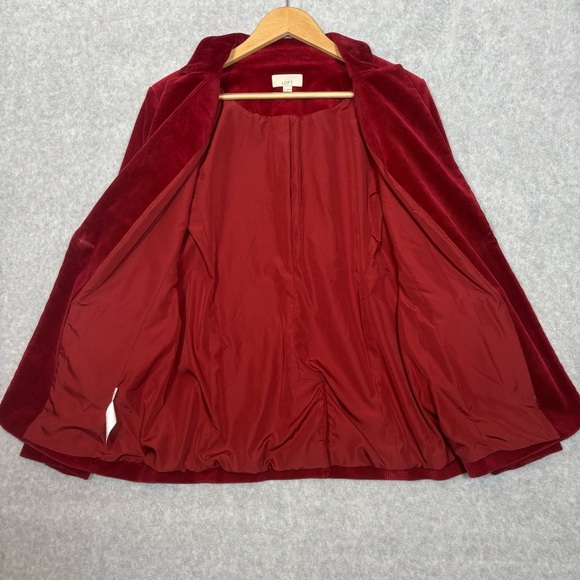 LOFT Corduroy Patch Pockets Single Button Closure Blazer-Red-Women Size 6 - Picture 3 of 6